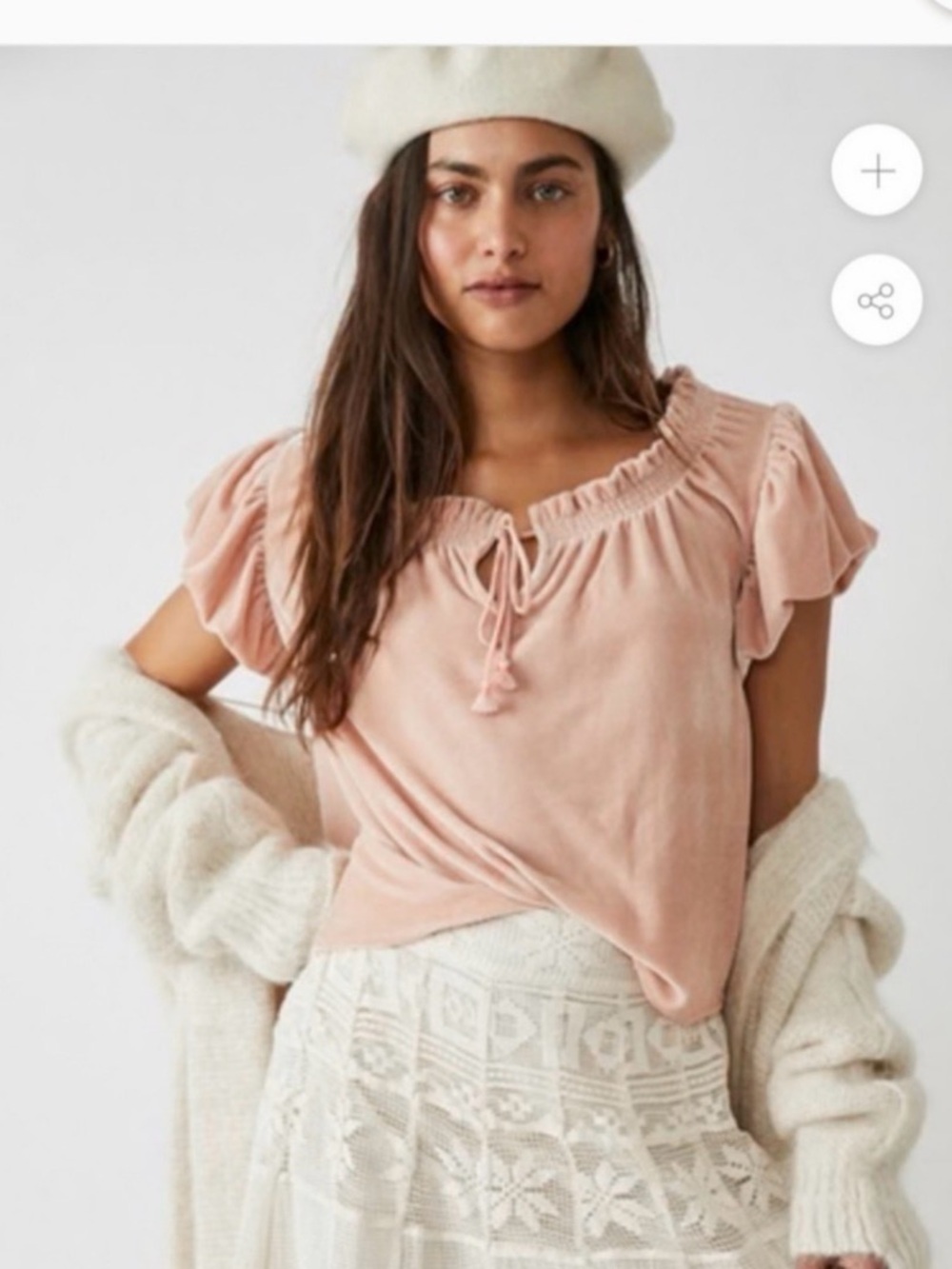 Free People Dusty Rose Ruffle Tie-Front Blouse SZ S